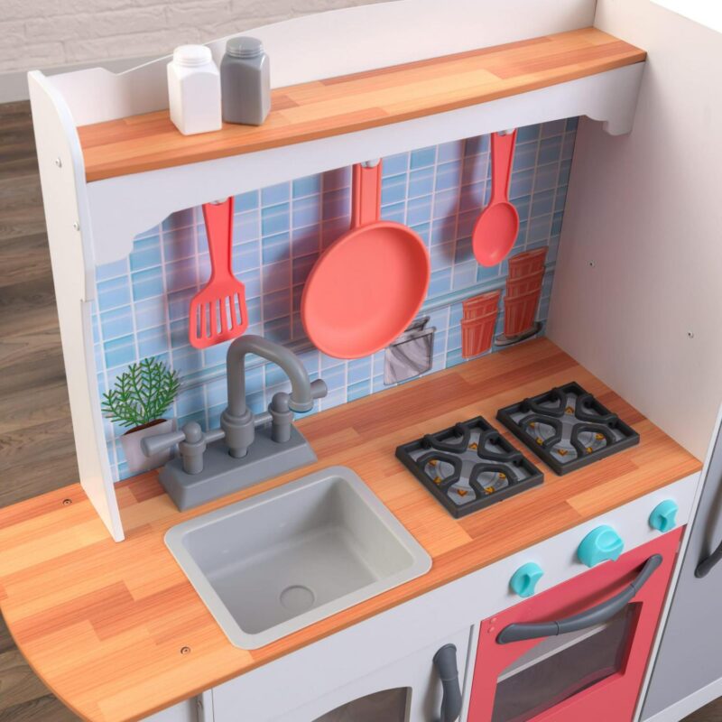KidKraft Mosaic Magnetic Play Kitchen with Ice Maker and Accessory Play Set - Image 6