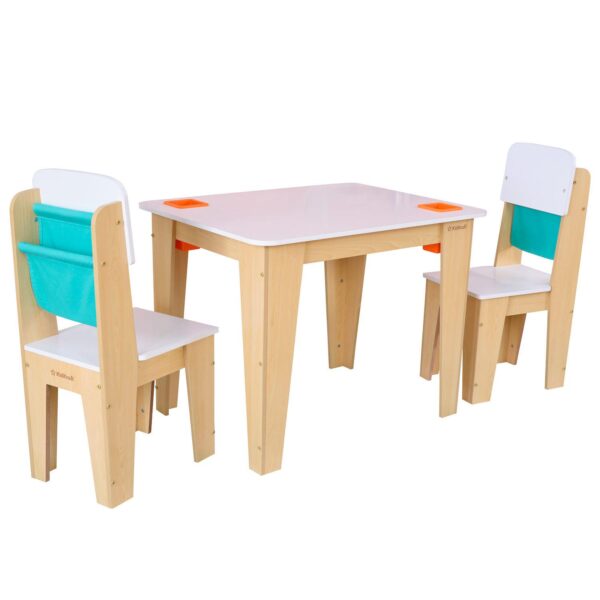 KidKraft Wooden Pocket Storage Table and 2 Chair Furniture Set