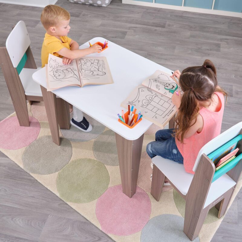 KidKraft Wooden Pocket Storage Table and 2 Chair Furniture Set - Image 8