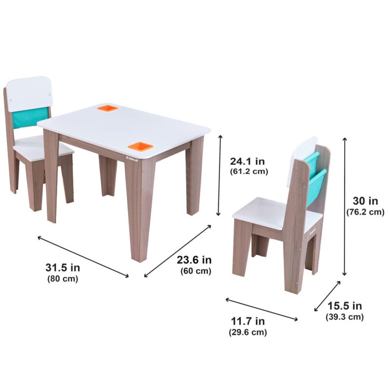KidKraft Wooden Pocket Storage Table and 2 Chair Furniture Set - Image 10