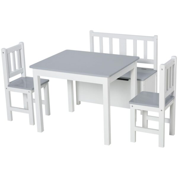 Kids Activity Table and Chair Set, Dining Art Craft Desk W/ Toy Storage, Natural