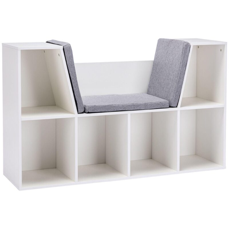 Kids Cube Organizer With Lounge Chair And Large Cube Shelving, Grey - Image 5