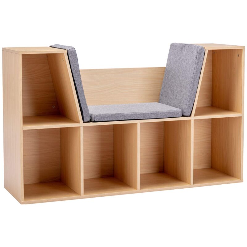 Kids Cube Organizer With Lounge Chair And Large Cube Shelving, Grey - Image 6