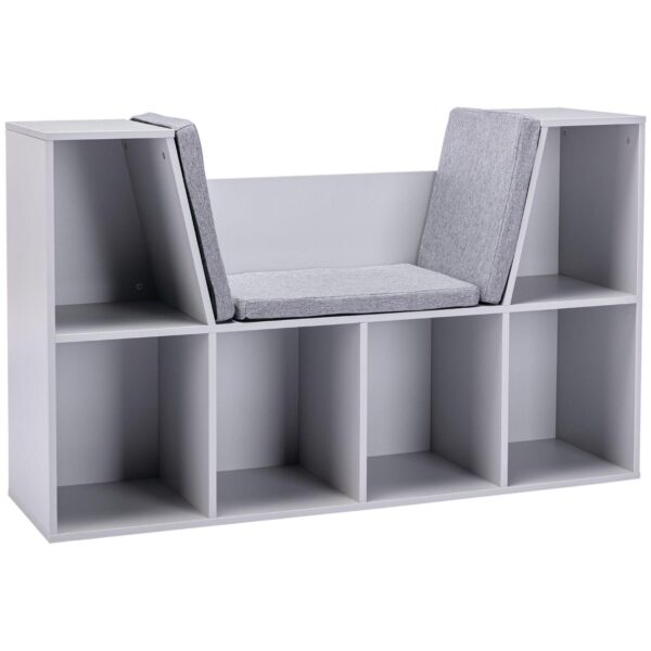 Kids Cube Organizer With Lounge Chair And Large Cube Shelving, Grey