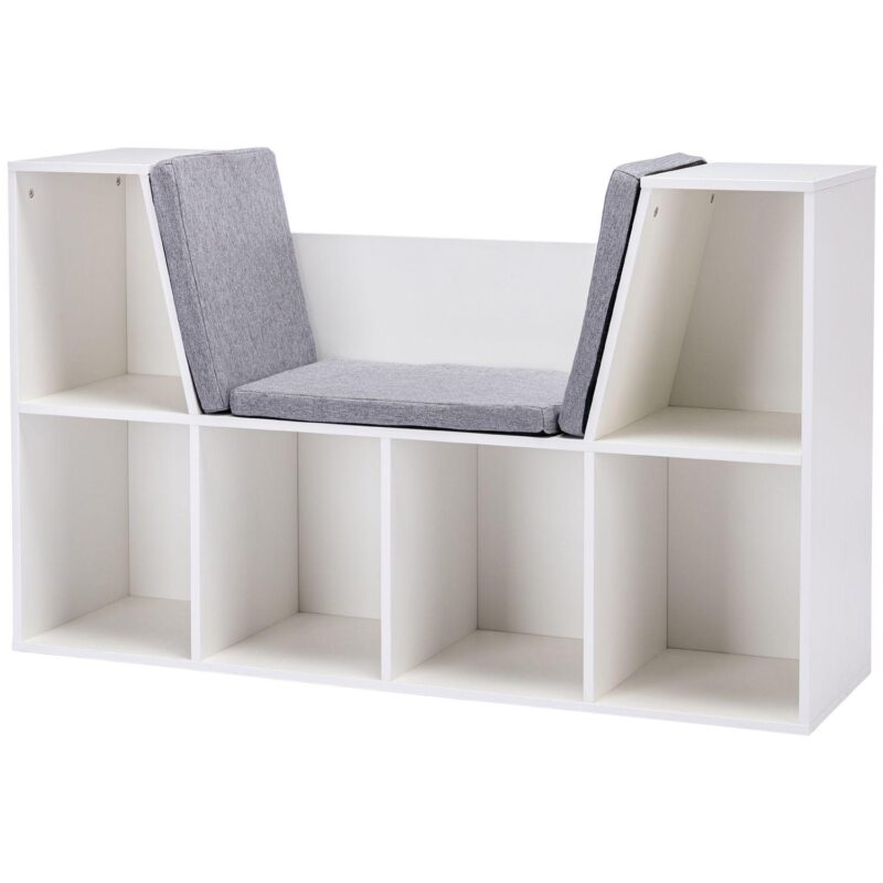 Kids Cube Organizer With Lounge Chair And Large Cube Shelving, Grey - Image 2