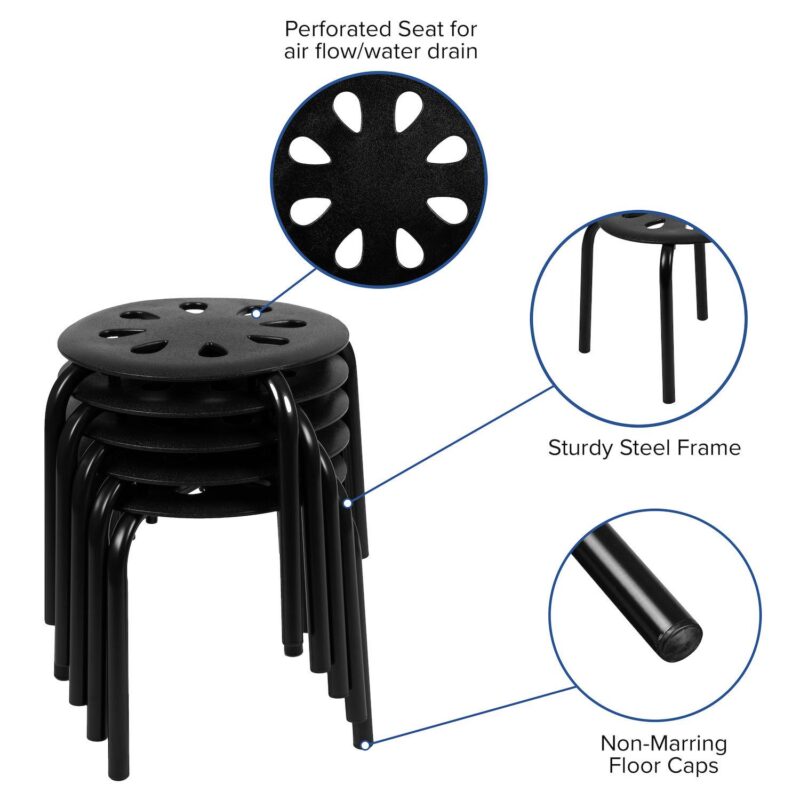 Kids Flash Furniture Bentley Nesting Stack Stool 5-piece Set - Image 3
