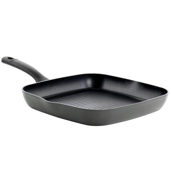 Kingsway 11 Inch Aluminum Nonstick Square Grill Pan in Black