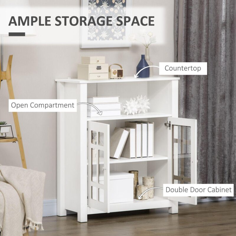 Kitchen Cabinet Storage Cabinet Sideboard Buffet Cabinet With 2 Glass Doors - Image 4