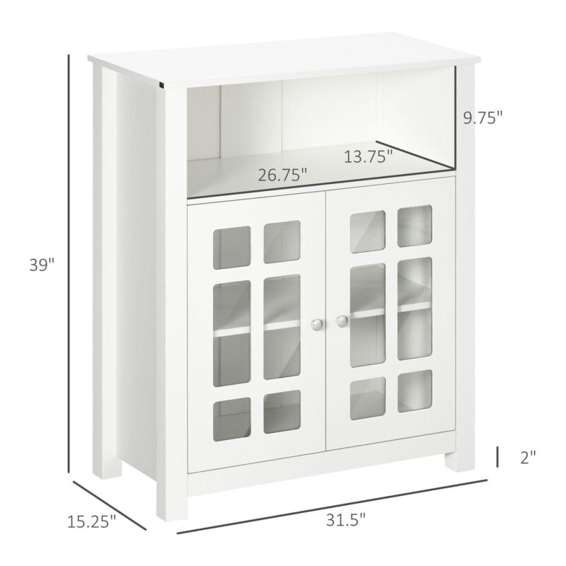 Kitchen Cabinet Storage Cabinet Sideboard Buffet Cabinet With 2 Glass Doors - Image 3