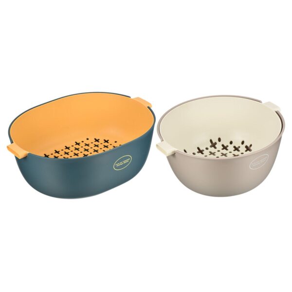 Kitchen Colander Bowl Set 2PCS, Plastic Washing Basket and Strainer