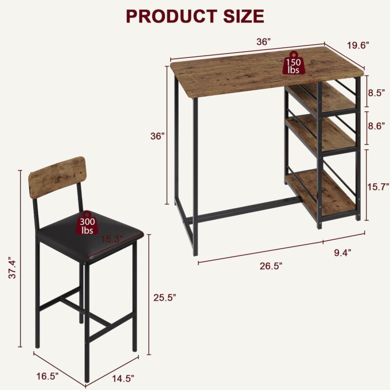 Kitchen Table Set, Dining Table and Chairs for 2 - Image 3
