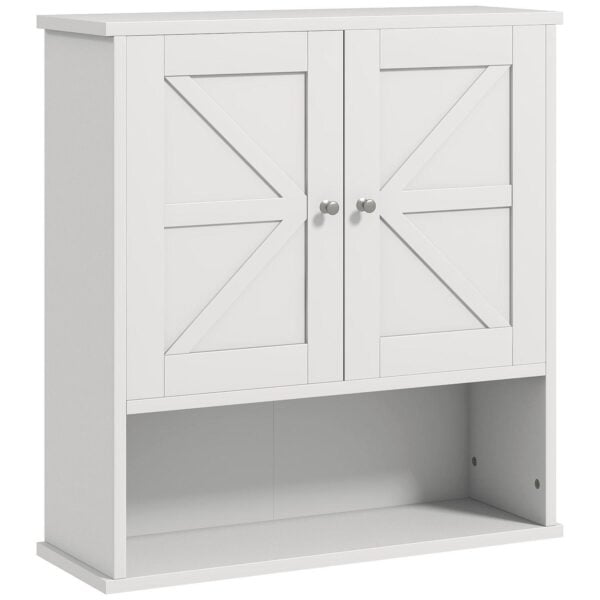 Kleankin Farmhouse Bathroom Wall Cabinet, Medicine Cabinet With Open Shelf