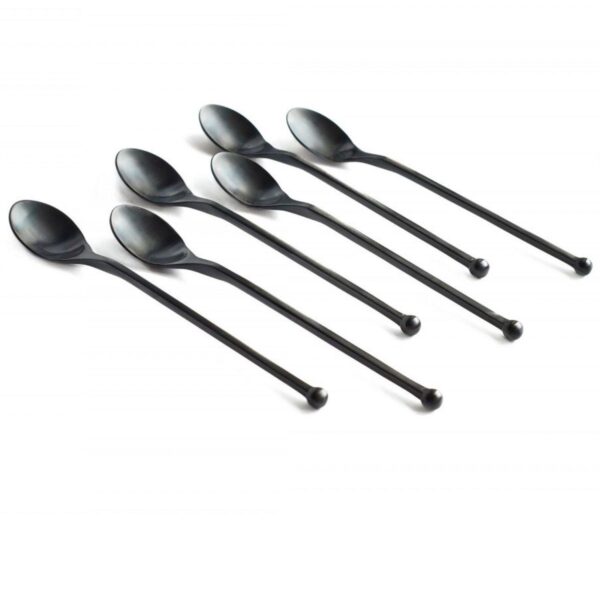 Knork 6-Piece Original Titanium Coated Stainless Steel Matte Black Ice Tea Spoon Set