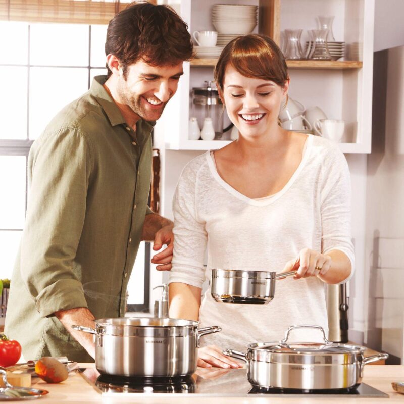 Korkmaz Alfa 2 Piece 7 Liter Stainless Steel Low Casserole Dish with Lid - Image 5