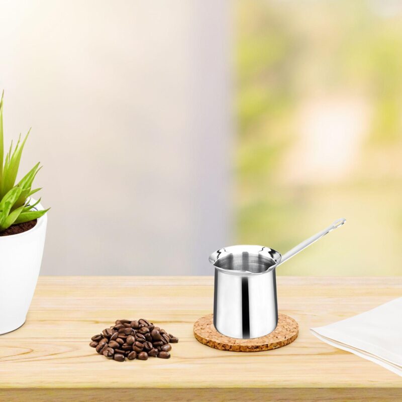 Korkmaz Classic 8 Ounce Stainless Steel Turkish Coffee Pot in Silver - Image 5