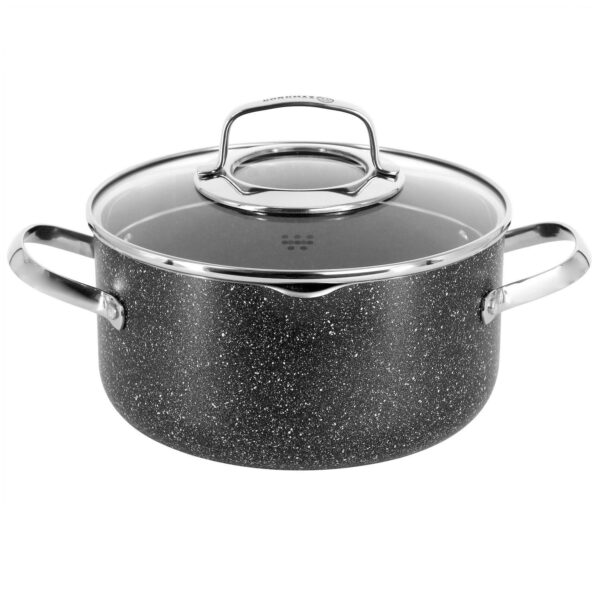 Korkmaz Galaski Non Stick 8 Inch 3 Liter Casserole with Lid in Black