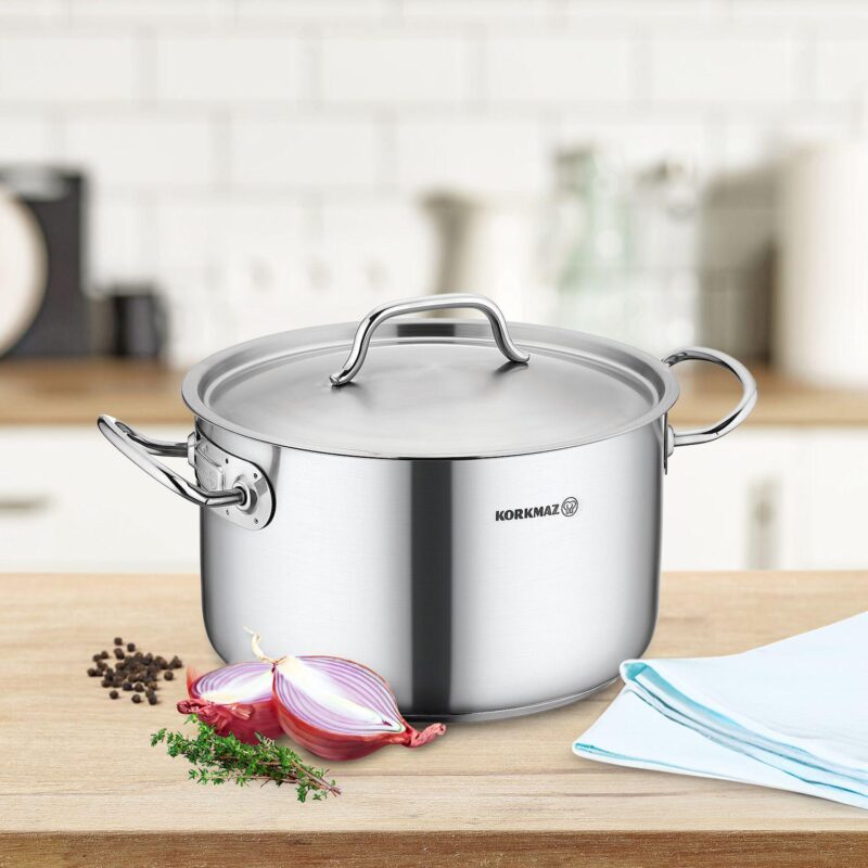 Korkmaz Gastro Proline 6.2 Liter Stainless Steel Casserole with Lid in Silver - Image 5
