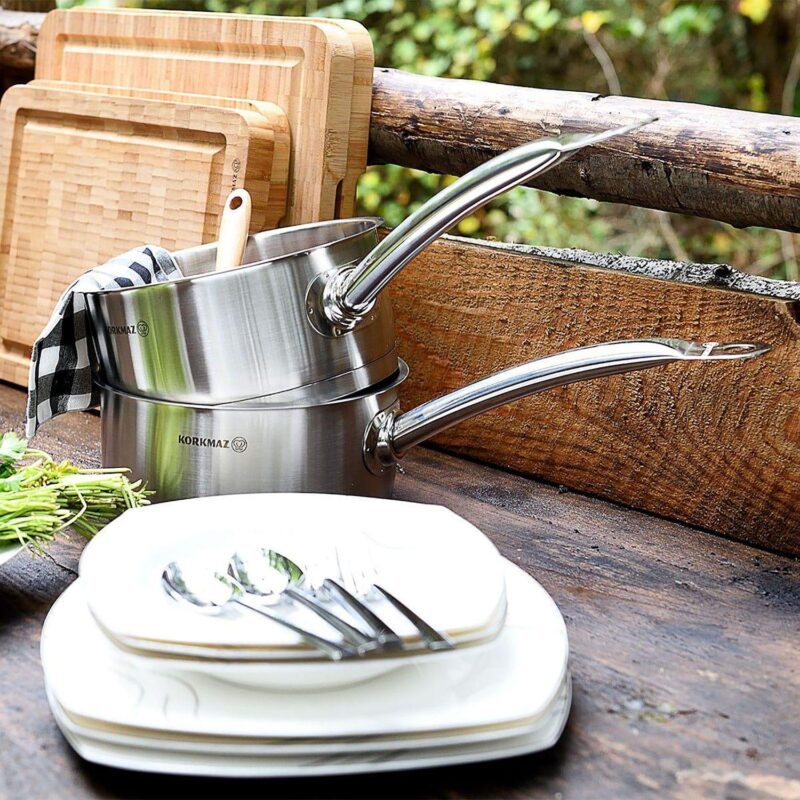 Korkmaz Gastro Proline 4.5 Liter Stainless Steel Saucepan in Silver - Image 5