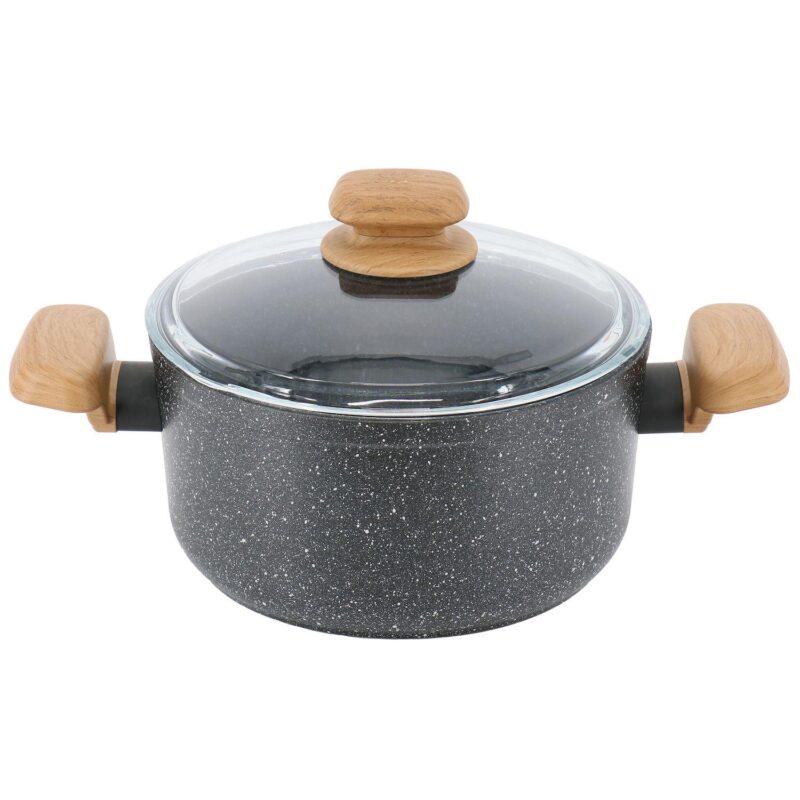 Korkmaz Montana 2 Piece 5 Liter Aluminum Nonstick Casserole Dish with Lid and Faux Wood Handles - Image 2