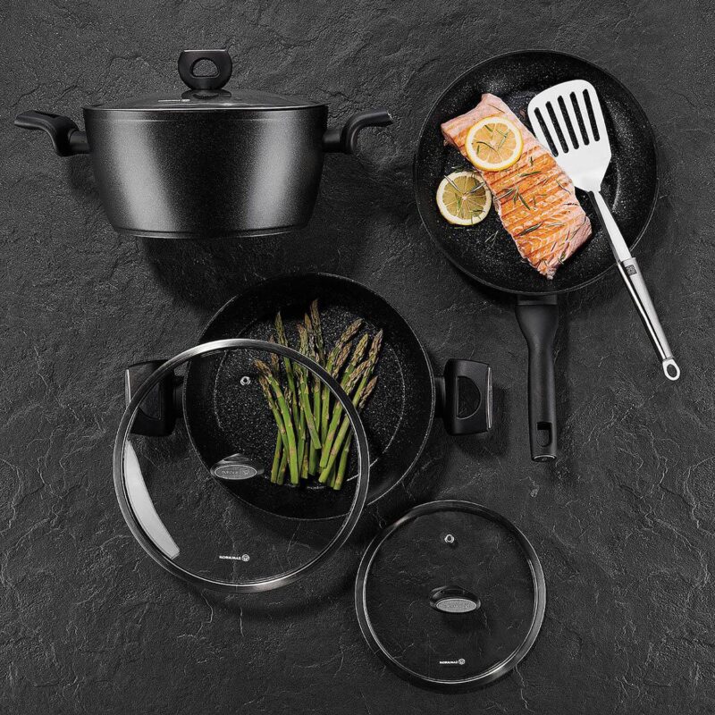 Korkmaz Nora 2 Piece 3 Liter Alumium Nonstick Low Casserole Dish with Lid - Image 5