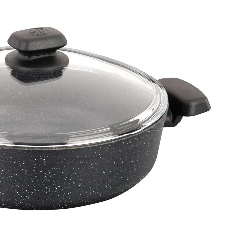 Korkmaz Ornella Non Stick 9.5 Inch 2.5 Liter Low Casserole with Lid in Black - Image 2
