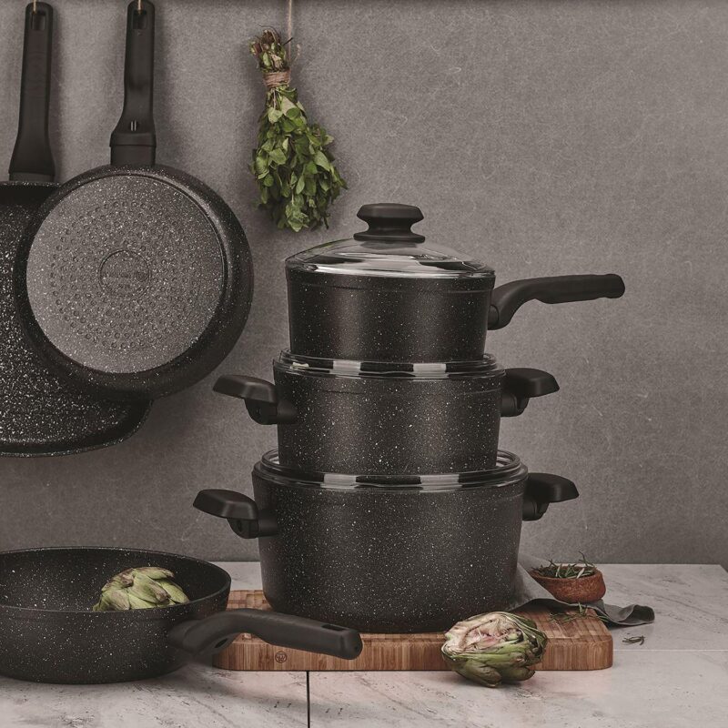 Korkmaz Ornella Non Stick 11 Inch 8 Liter Casserole with Lid in Black - Image 5