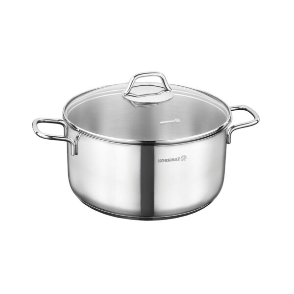 Korkmaz Perla 2 Piece 6.8 Liter Stainless Steel Casserole with Lid in Silver