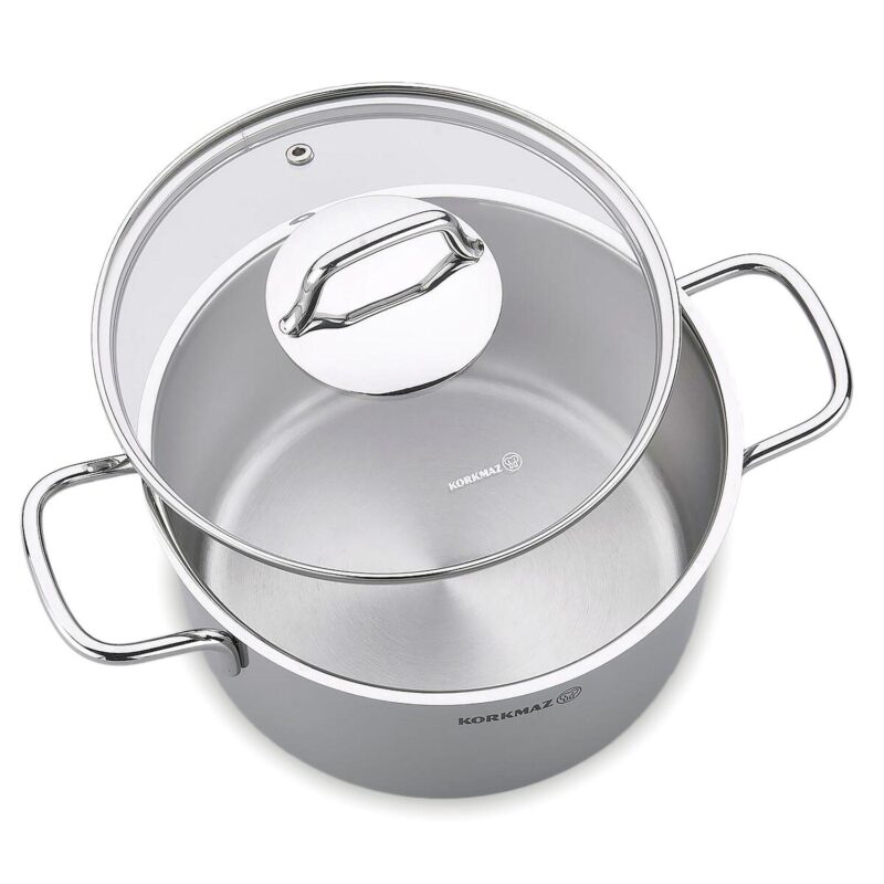 Korkmaz Perla 2 Piece 3.5 Liter Stainless Steel Casserole with Lid in Silver - Image 2