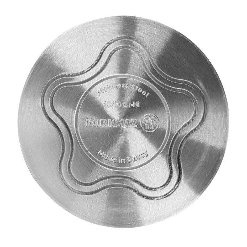 Korkmaz Proline Professional Series 9 Liter Stainless Steel Extra Deep Casserole with Lid in Silver - Image 3