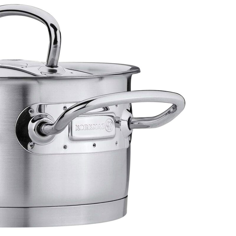 Korkmaz Proline Professional Series 9 Liter Stainless Steel Extra Deep Casserole with Lid in Silver - Image 2
