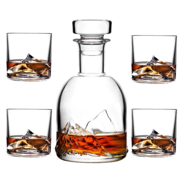 LIITON Mount Everest Crystal Whiskey Glass and Decanter Set