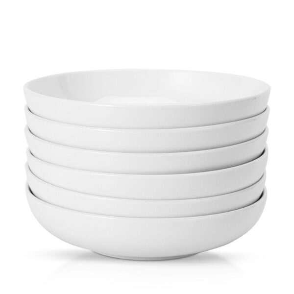 Large Pasta Bowls Set of 6, Shallow Wide Dinner Bowls, 8 inch