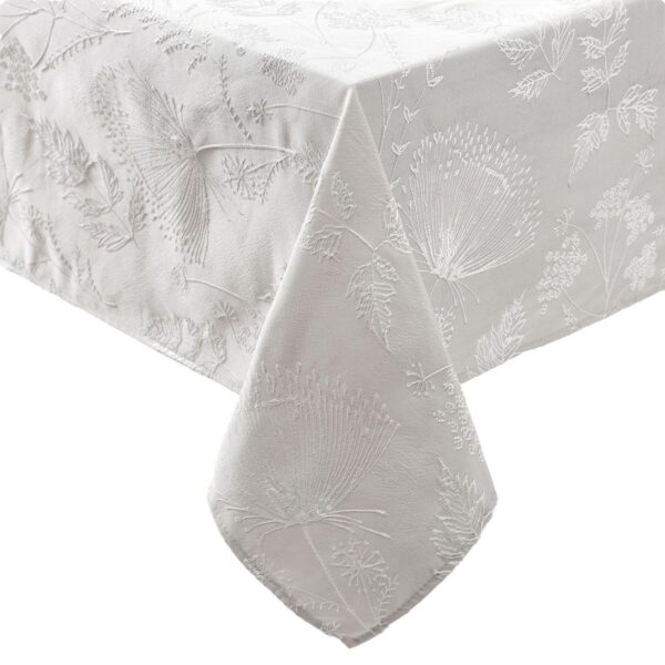 Laura Ashley Cynthia White Raised Woven Tablecloth