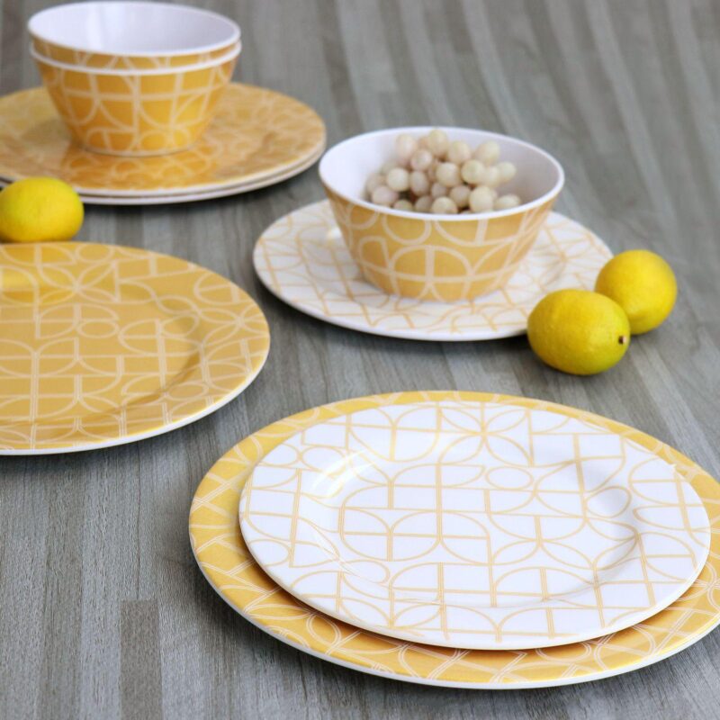 Laurie Gates California Designs Summer Bloom 12 Piece Melamine Dinnerware Set - Image 5
