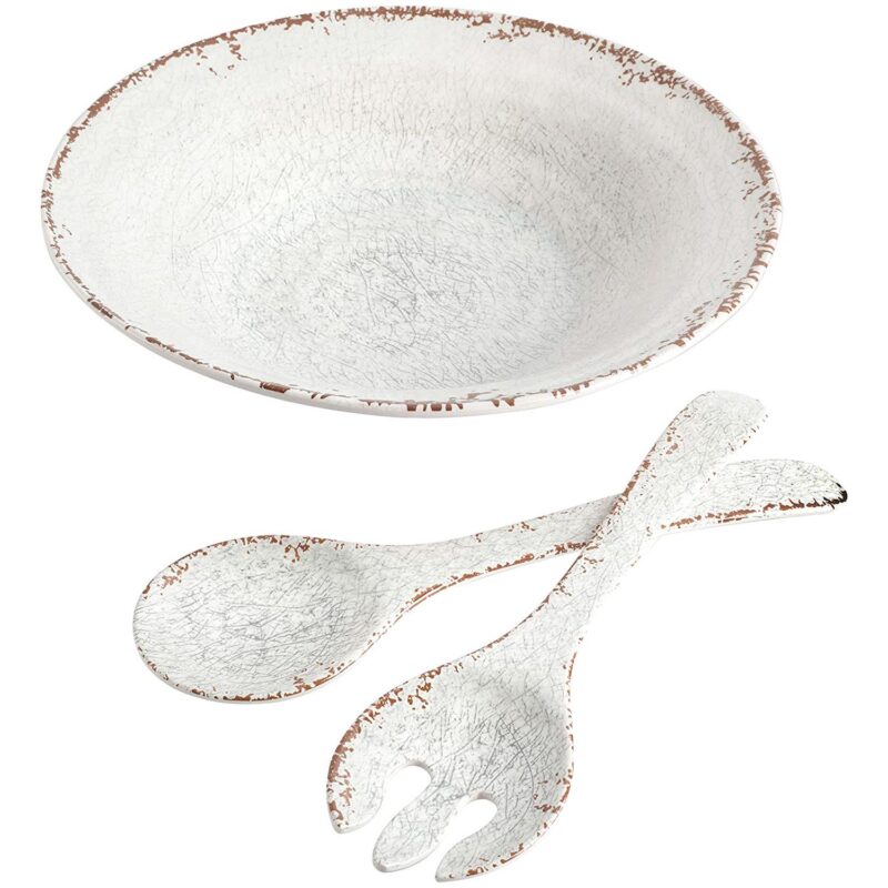 Laurie Gates Mauna 3 Piece Melamine Serving Bowl Set with Serving Utensils - Image 2