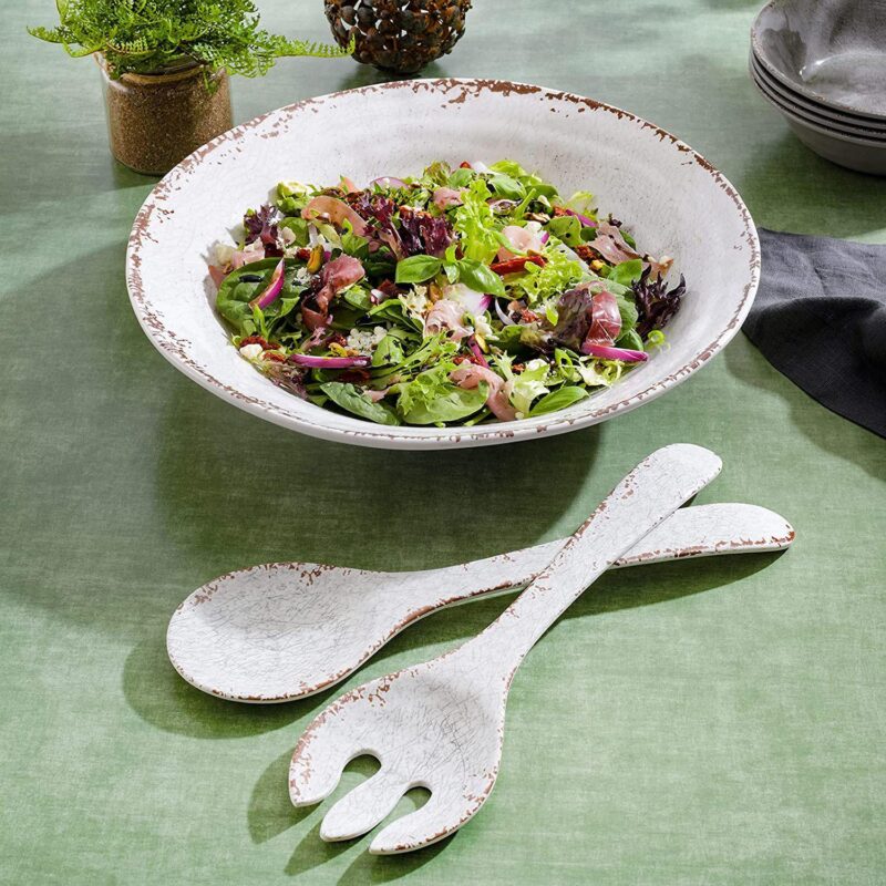 Laurie Gates Mauna 3 Piece Melamine Serving Bowl Set with Serving Utensils - Image 5
