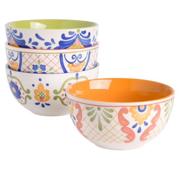 Laurie Gates Tierra 4 Piece 6 Inch Stoneware Cereal Bowl Set in Assorted Designs