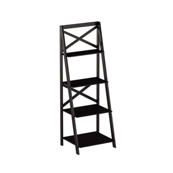 Lavish Home 4-Tier Decorative Ladder Bookshelf with X-Back Frame