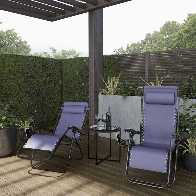 Lavish Home Gray Zero-Gravity Patio Chair 2-piece Set - Image 2