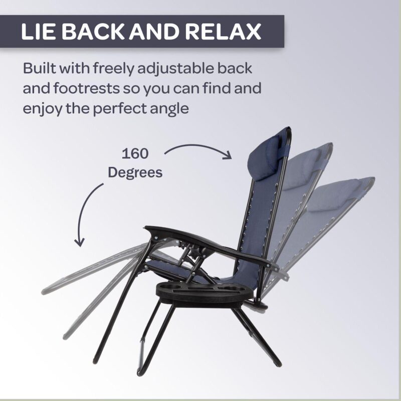 Lavish Home Gray Zero-Gravity Patio Chair 2-piece Set - Image 4
