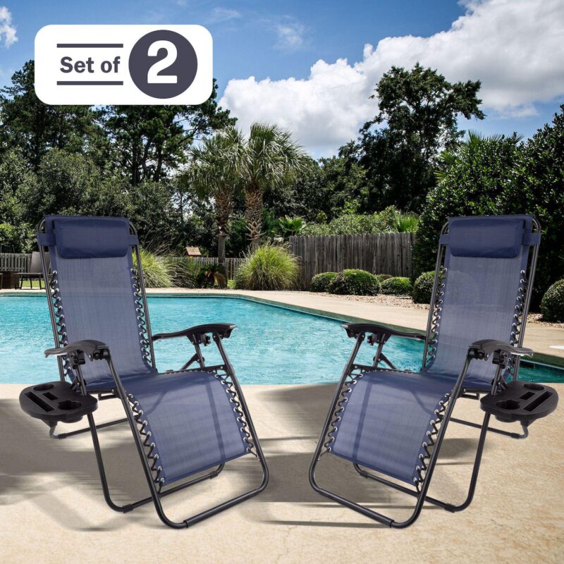 Lavish Home Gray Zero-Gravity Patio Chair 2-piece Set - Image 3