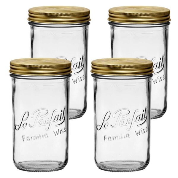 Le Parfait Familia Wiss Terrine French Glass Mason Jars With 2 Piece Lid - Canning Storage 32 fl oz