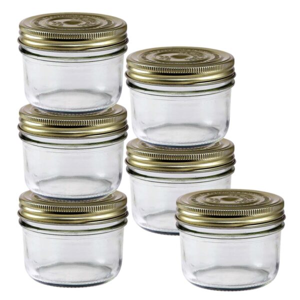 Le Parfait Familia Wiss Terrine French Glass Mason Jars With 2 Piece Lid - Canning Storage 12 Fl Oz