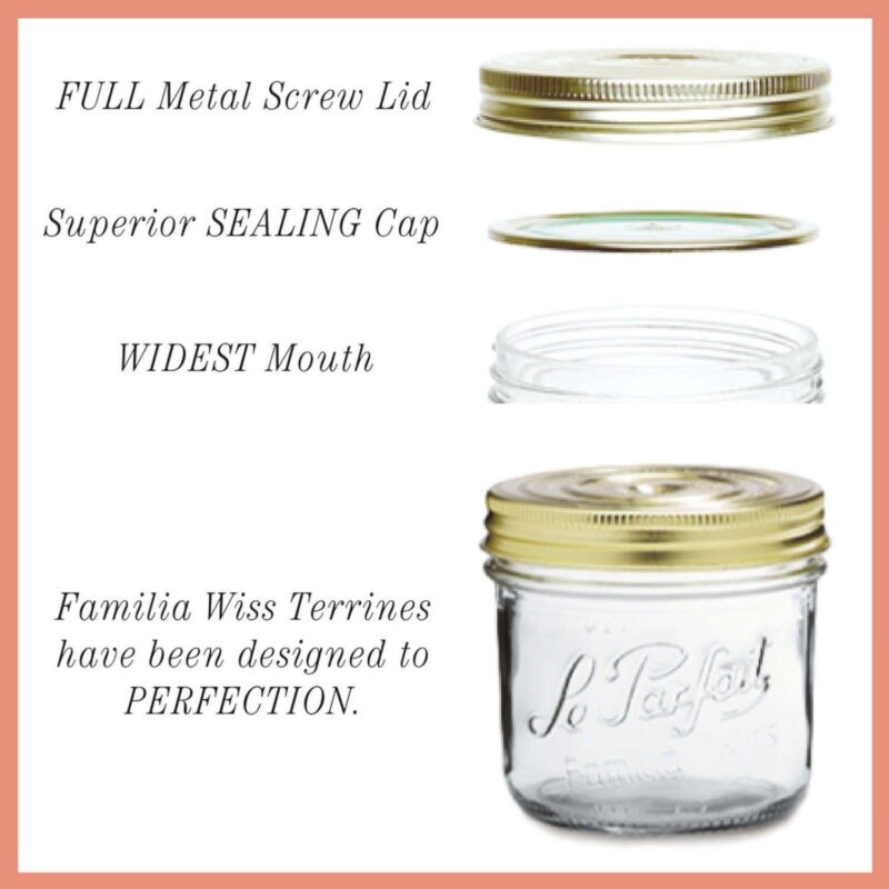 Le Parfait Familia Wiss Terrine French Glass Mason Jars With 2 Piece Lid - Canning Storage 32 fl oz - Image 2