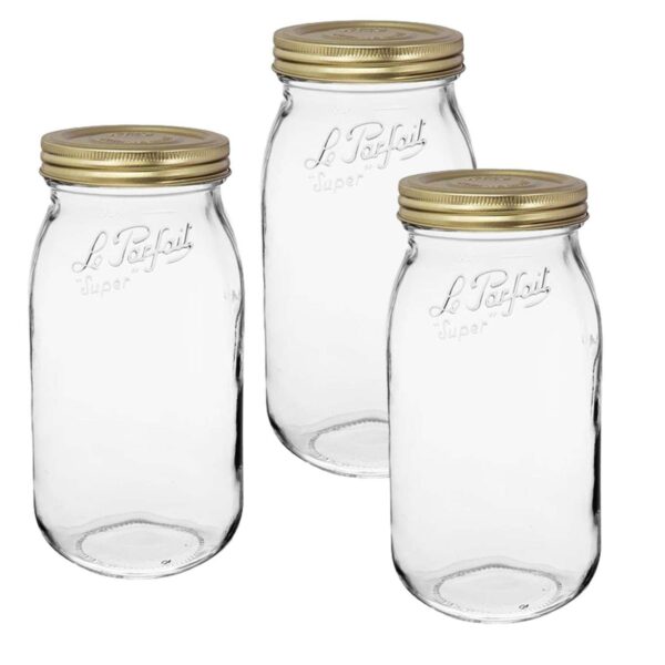 Le Parfait Screw Top Jars Large French Glass Jars For Pantry Storage Bulk Goods Canning Lid 64 Fl Oz