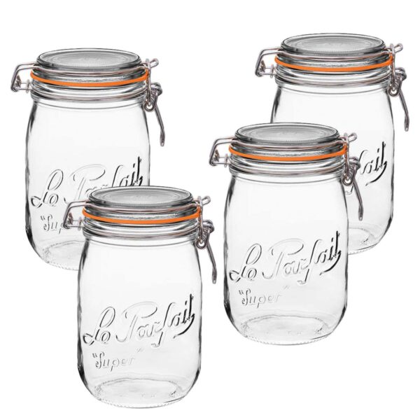 Le Parfait Super Jars French Glass Round Jars With Airtight Lid For Canning Food Storage 32 Fl Oz