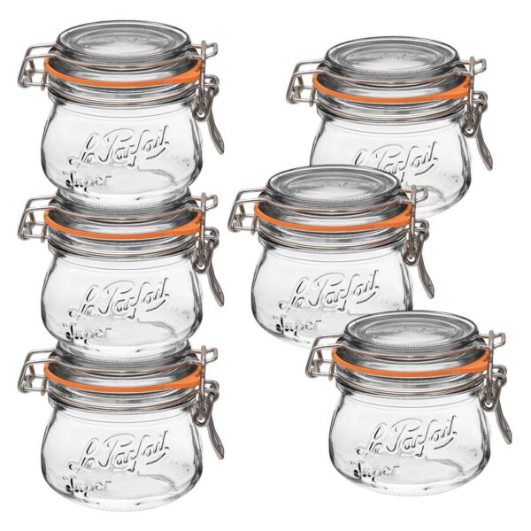 Le Parfait Super Jars French Glass Round Jars With Airtight Lid For Canning Food Storage 8 fl oz