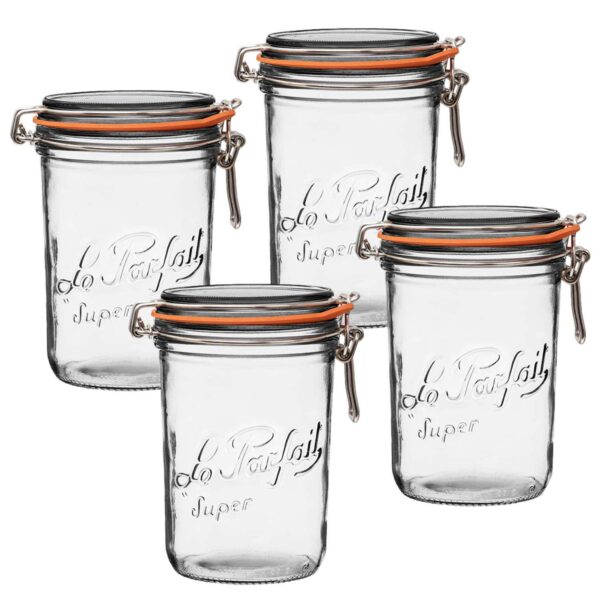 Le Parfait Super Terrine French Glass Taper Jars With Airtight Lid For Canning Food Storage 32 Fl Oz