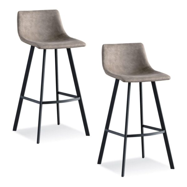 Leick Furniture Matte Black and Gray Bar Stool Set