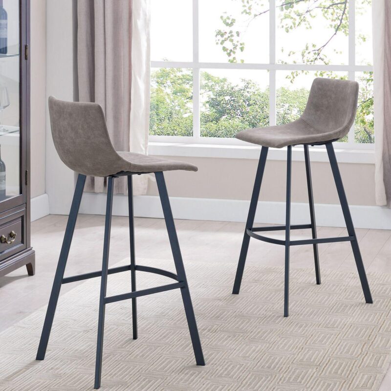 Leick Furniture Matte Black and Gray Bar Stool Set - Image 2